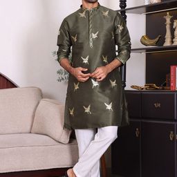 ManQ Men Ethnic Motif Embroidered Kurta-picture-39