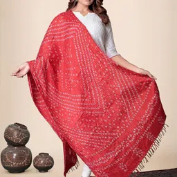EBADAT Printed Red Art Silk Dupatta-picture-48
