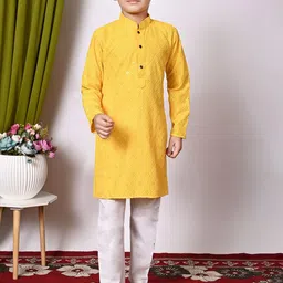 NFC CREATION Boys Embroidered Regular Sequinned Kurta with Pyjamas-8