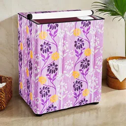Kuber Industries Purple & Yellow Printed Semi-Automatic Washing Machine Covers-58