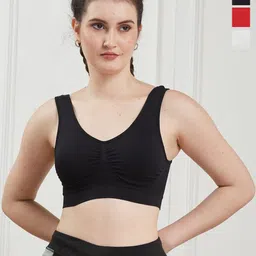 SECRETS BY ZEROKAATA Women Pack of 3 Assorted Full Coverage Lightly Padded Workout Bra-picture-13