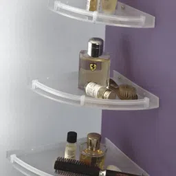 acrylic unbreakable matte Finished, Rust Free Strong cornershelf (12 Inch Approx) set of 3 Stainless Steel Wall Shelf-26