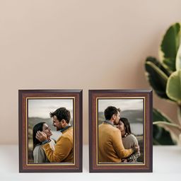 Golden Peacock Set Of 2 Rectangular Table-Top Photo Frames-48