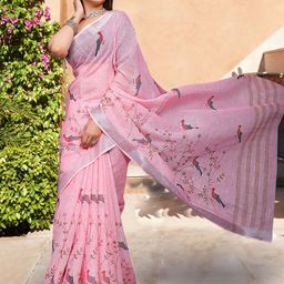 Anouk Rustic Ethnic Motifs Printed Zari Block Print Saree image 3