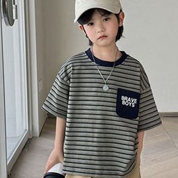 LULU & SKY Boys Striped Hooded Organic Cotton Pockets T-shirt-picture-25