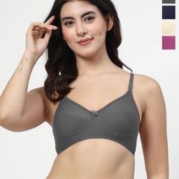 LILY Pack Of 4 Non Padded Non-Wired Seamless Full Coverage Bra-17