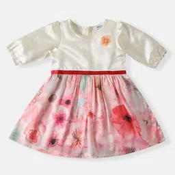 Nauti Nati Floral Print Puff Sleeve Satin Fit & Flare Dress-44