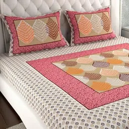 Comfowell Red & White Floral 220 TC King Bedsheet with 2 Pillow Covers-image-58