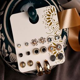 Jewelz Gold-Plated Set Of 12 Contemporary Shaped Studs-54