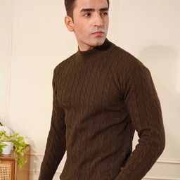KVETOO Men Cable Knit Ribbed Pullover-image-34