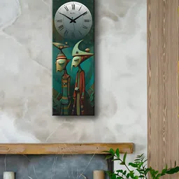 OLIVE TREE Green and White Printed Wooden Contemporary Analogue Wall Clock-image-0