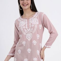 The Chikan Label Nude Chahat Rayon Chikankari Short Kurti-image-20