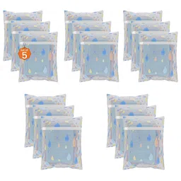 Kuber Industries White & Blue 15 Pieces Drop Printed Reusable Laundry Bags With Zipper-40