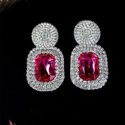 StyleCast Silver-Plated Rhinestone Studded Square Shaped Studs-image-92