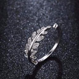 AGARWALPRODUCT Sterling Silver-Plated Crystals-Studded Adjustable Finger Ring-12