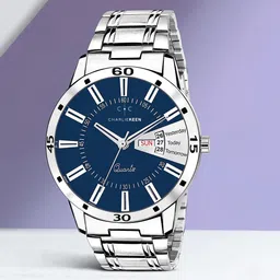 CHARLIEKEEN Men Brass Printed Dial & Stainless Steel Straps Analogue Watch CC-GR8416-BLU-CH-23