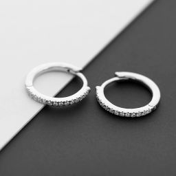 Tiny CZ Crystal Huggie Hoop Earrings in 925 Silver Minimalist Jewelry for Women Cubic Zirconia Sterling Silver Hoop Earring-image-73