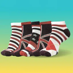 MJE Men Pack Of 5 Patterned Ankle Length Socks-image-98