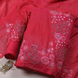 Meena Bazaar Art Silk Unstitched Dress Material-image-7