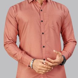IKON FASHION Men Original Fit Solid Spread Collar Cotton Casual Shirt-image-6