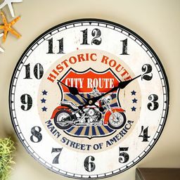 eazy wagon Retro Red & White Printed Round Shaped Wall Clock-3
