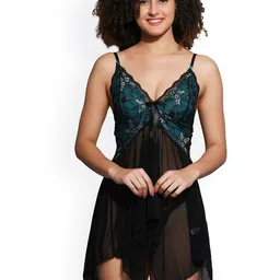 chia fashions Women Shoulder Straps Net Baby Doll with Asymmetric-image-97