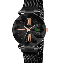 CSAMON Women Embellished Dial & Stainless Steel Bracelet Style Straps Analogue Watch GR_379_Black_Roman-image-80