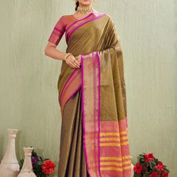 AMRUTKALA SAREES Woven Design Zari Silk Blend Banarasi Saree-image-60