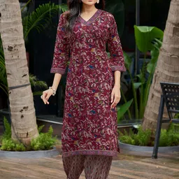 MOJILAA Floral Printed V-Neck Gotta Patti Kurta With Salwar-picture-39