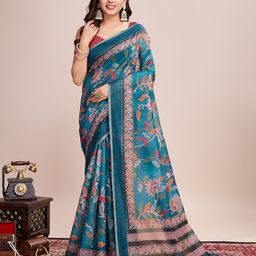 LeeliPeeri Designer Floral Linen Blend Saree-47