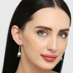 Anouk Set Of 3 Gold-Plated Artificial Beaded Spiked Jhumkas image 2