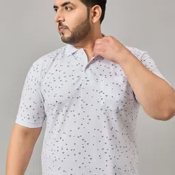 NYKER Men Plus Size Geometric Printed Polo Collar Cotton T-shirt-image-102