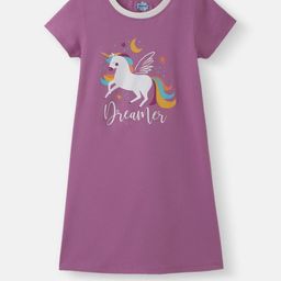 Nauti Nati Girls Unicorn Printed Round Neck Cotton A-Line Dress-image-72