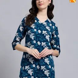 THE FAB FACTORY Women Pack Of 2 Floral Printed Roll-Up Sleeves Top-picture-27