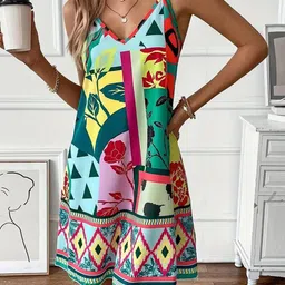 StyleCast Women Abstract Print A-Line Shoulder Straps Dress-picture-14