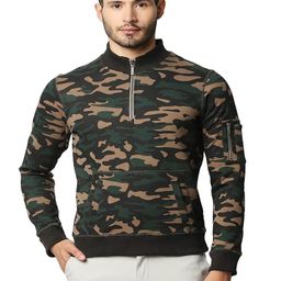 Basics Men Camouflage Open Front Jacket with Embroidered-9