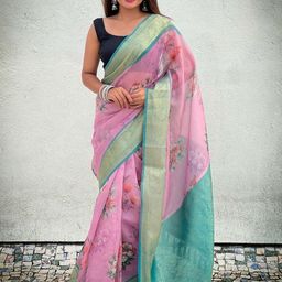 ELITE WEAVES Floral Printed Zari Banarasi Saree-image-42