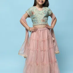 Biba Girls Embroidered Ready to Wear Lehenga & Blouse With Dupatta-picture-46