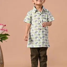 MoMaa Boys Comfort Animal Opaque Striped Casual Shirt-27