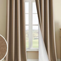 Myntra Elegant Homes Coffee Brown & White Set of 2 Black Out Door Curtain-image-67