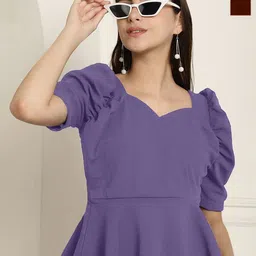 Tromko Women Pack Of 2 Puff Sleeve Peplum Tops-picture-30