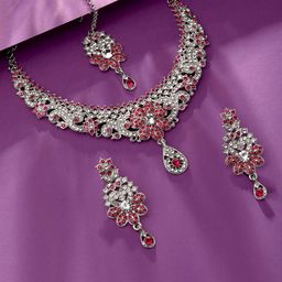 Atasi International Silver-Plated Crystal-Studded Jewellery Set-image-91
