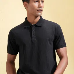 Locomotive Premium Men Textured Button Placket Polo Collar Slim Fit T-Shirt-image-61