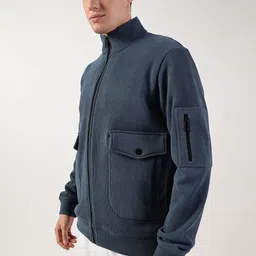 Thomas Scott Men Mock Collar Self Design Casual Open Front Jacket image 3