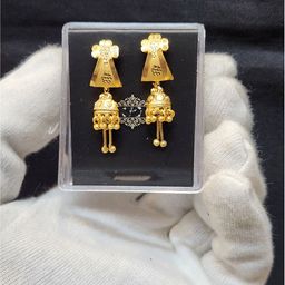 Anshenterpris Gold Plated Artificial Beaded Dome Shaped Jhumkas-image-34