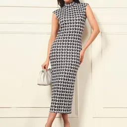 VANGULL Women Geometric Printed Sheath Midi Dresses-picture-32