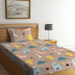 Myntra Elegant Homes Brown & Pink Printed 300 TC Single Bedsheet Set 2.20 m x 1.50 m-image-20