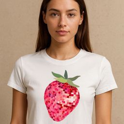 Art By Ritik Women Strawberry Mirror Ball Crop T-shirt-image-20