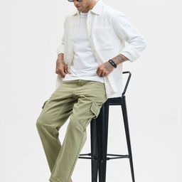 Snitch Men Classic Slim Fit Spread Collar Textured Cotton Casual Shirt-picture-39