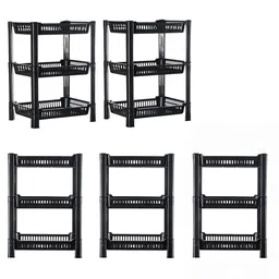 Kuber Industries Black 5 Pieces 3-Tier Multi Utility Organisers-14